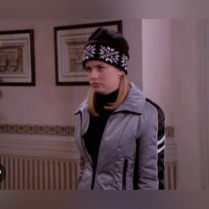 ASO Sabrina the Teenage Witch silver black white racing stripe winter jacket S